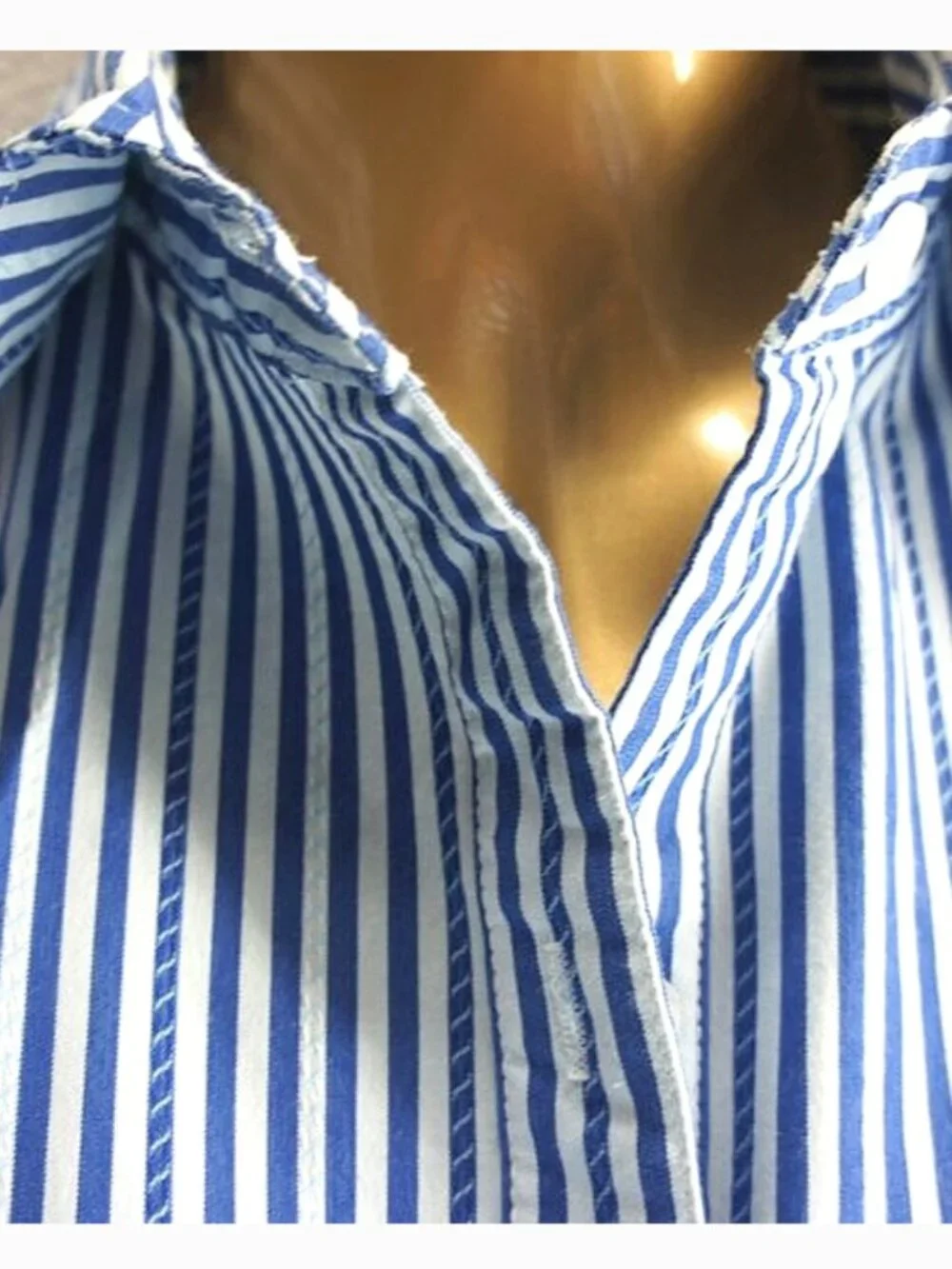 Cabi Blue Stripe Cotton Blend Blouse size M